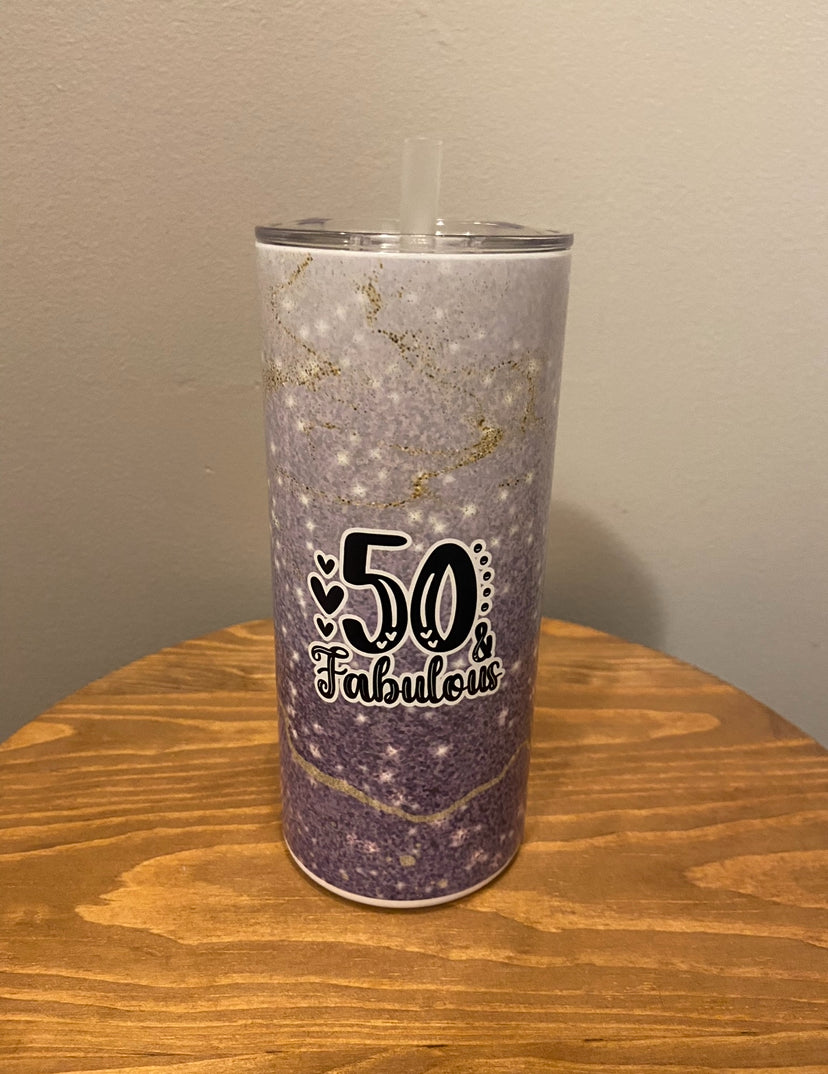 Purple Glitter 15oz. Hot/Cold Tumbler w/Straw