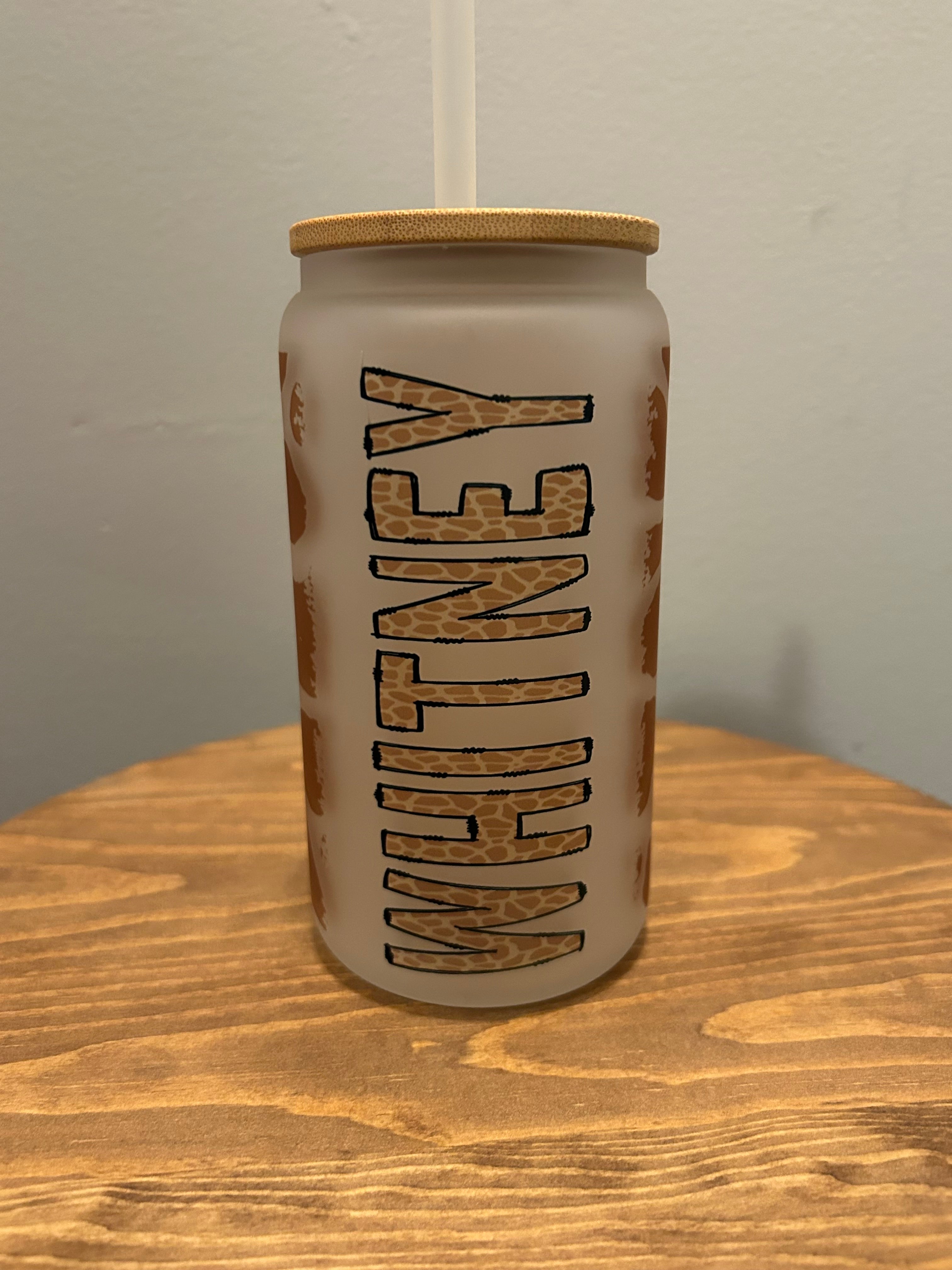 Giraffe- Custom Name - Glass Tumbler