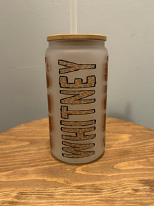 Giraffe- Custom Name - Glass Tumbler
