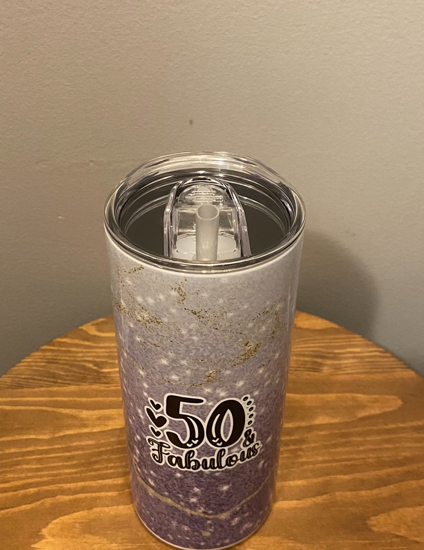 Purple Glitter 15oz. Hot/Cold Tumbler w/Straw