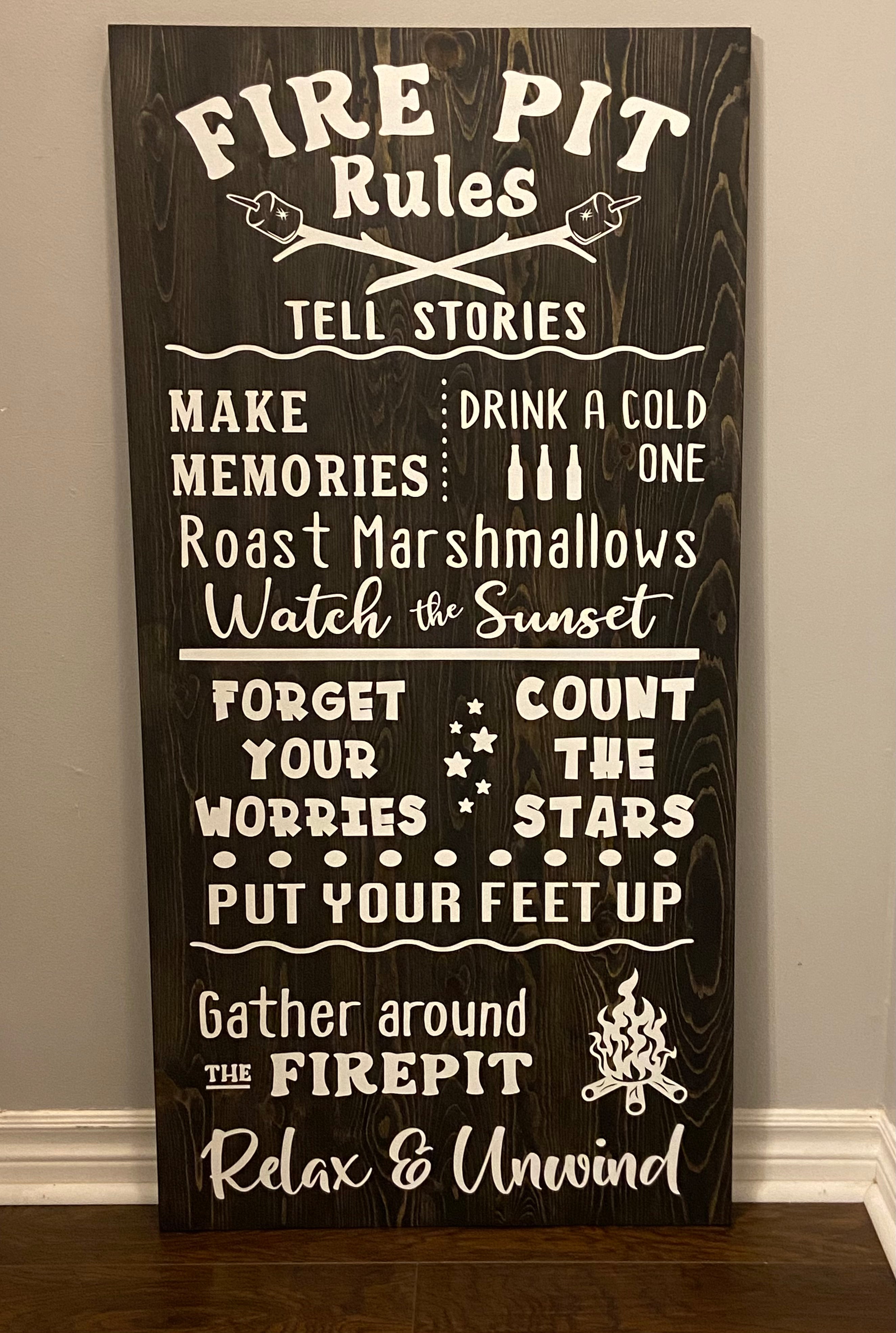 Fire Pit Rules Sign