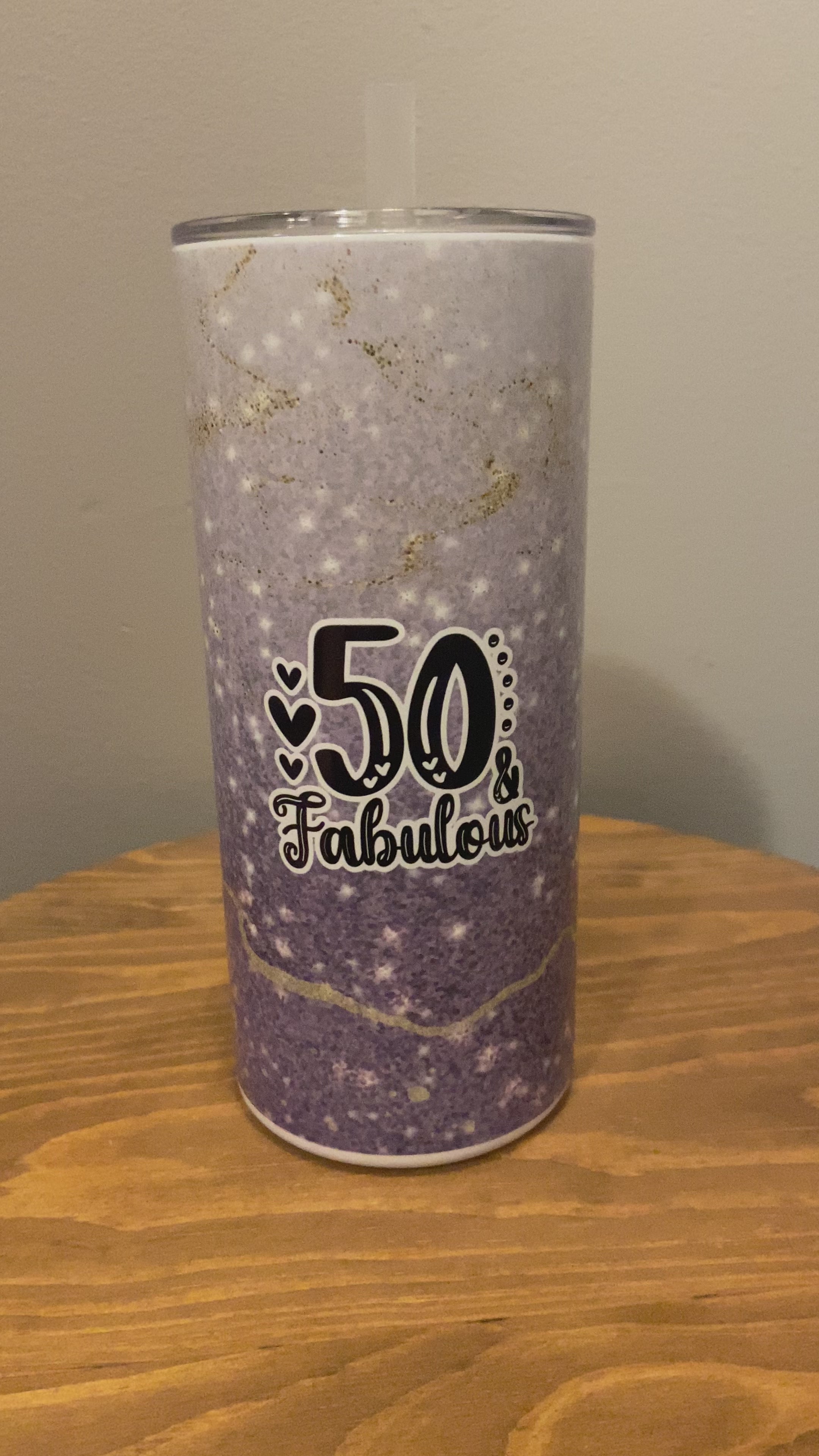 Purple Glitter 15oz. Hot/Cold Tumbler w/Straw