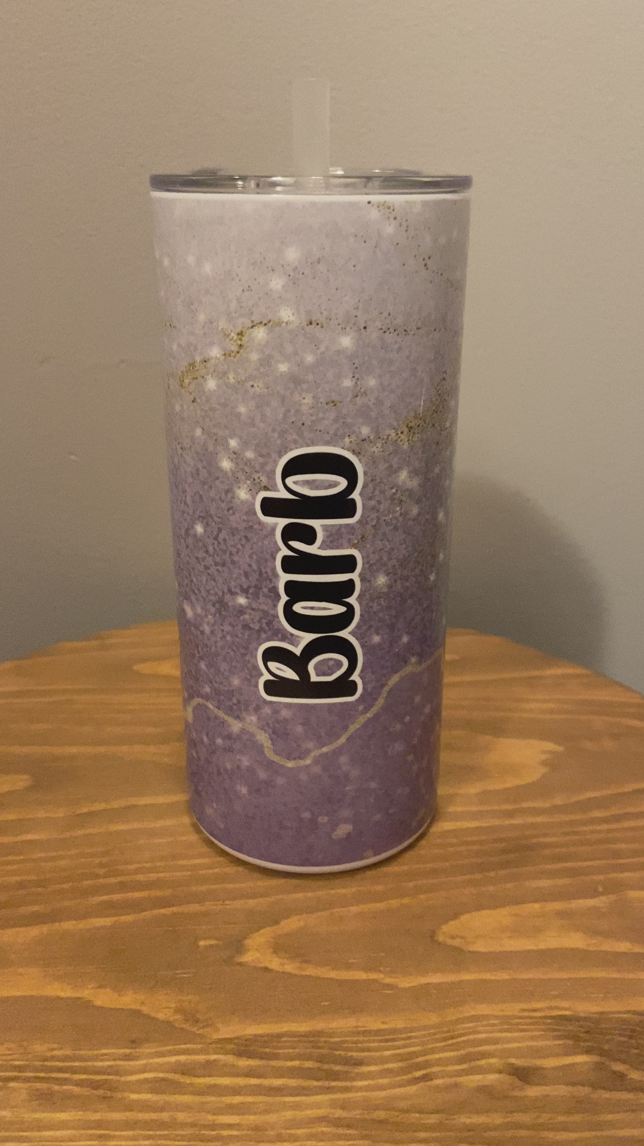 Purple Glitter 15oz. Hot/Cold Tumbler w/Straw