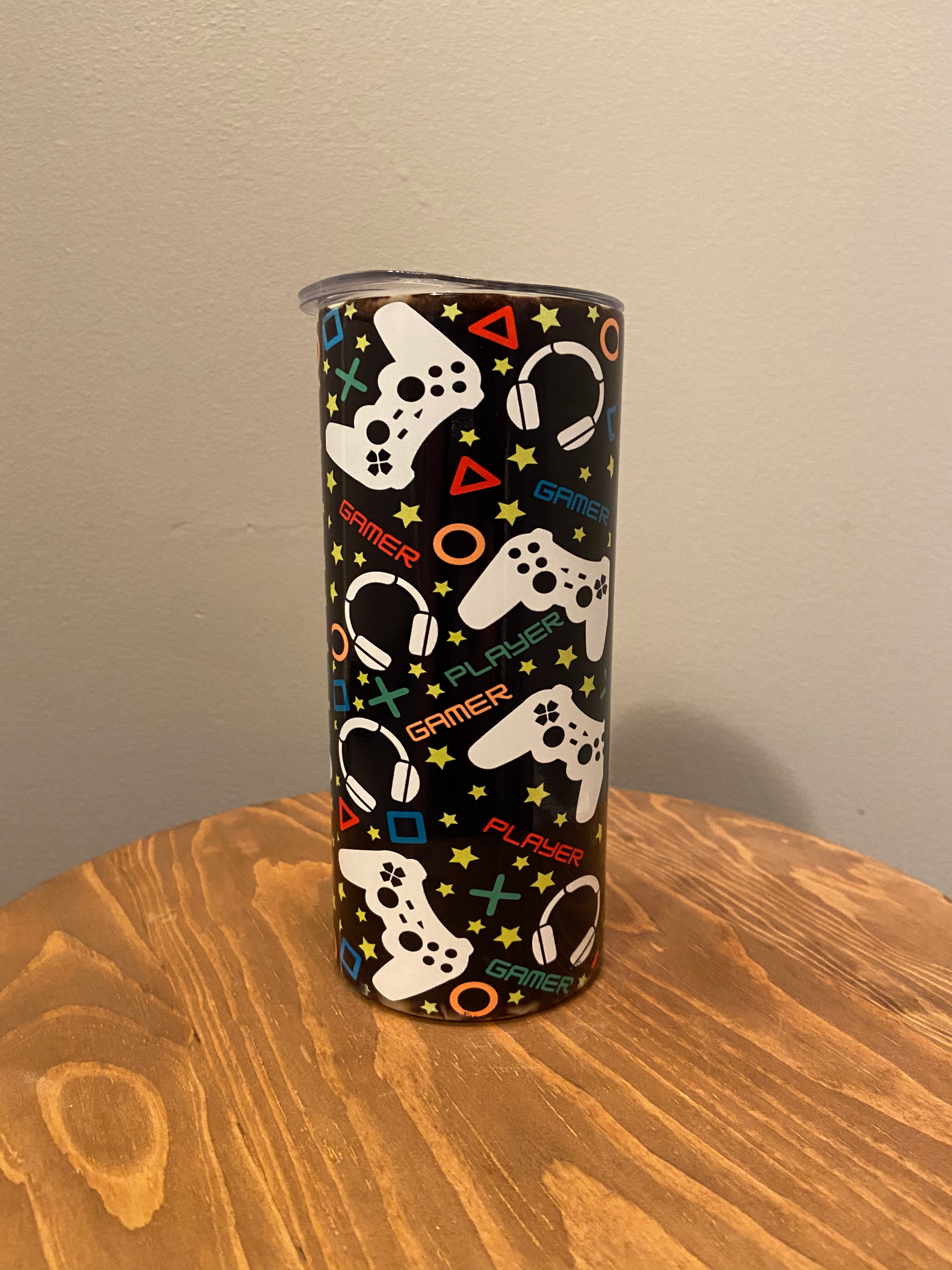 15oz. Custom Gamer Hot/Cold Tumbler w/Straw