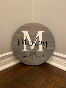 12” Family Name Sign